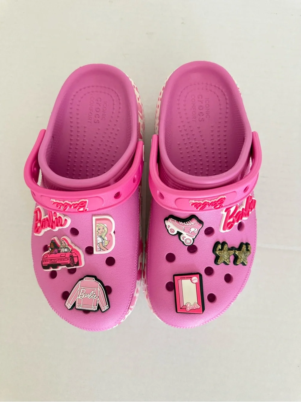 Crocs Kids' Barbie Cutie Crush Clogs Taffy Pink Water Shoes Girl Size 4 New
